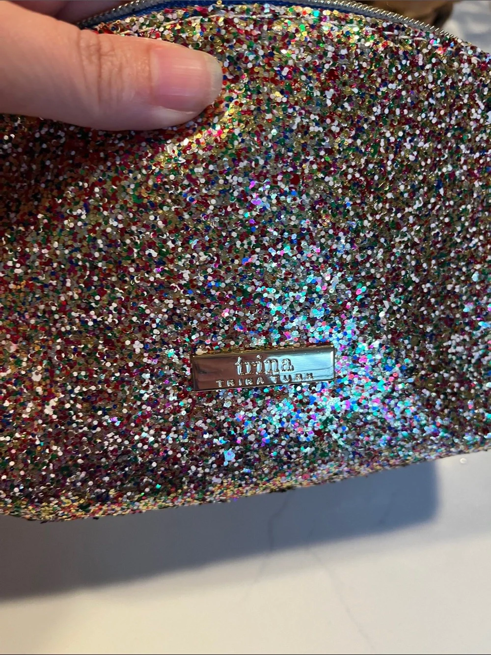 Trina Turk Multicolor Glitter Cosmetic Pouch